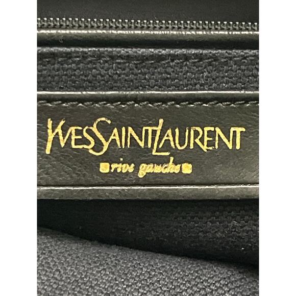 Vintage Yves Saint Laurent Rive Gauche Muse Tote Black Canvas Leather Italy - Picture 3 of 16